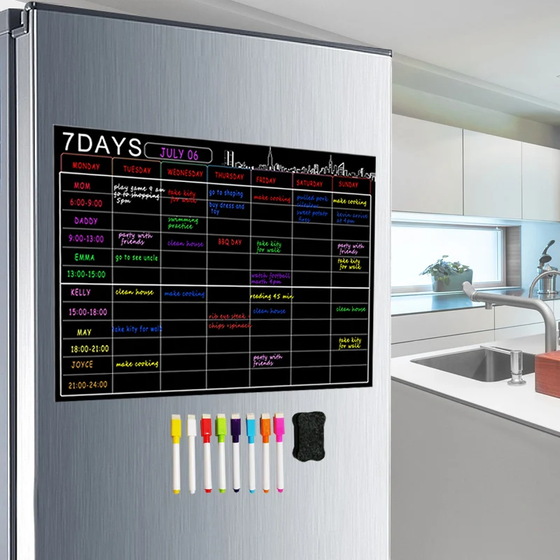 Magnetic Dry Erase Calendar Set 16x12\'\' Whiteboard Weekly Planner Organizer A3 White Board for Refrigerator Fridge Kitchen Home