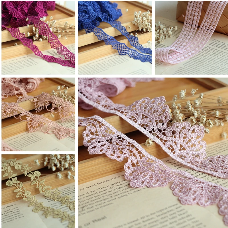 MLAEY 2y/lot Venise Lace Trim, Lace Fabric , Rose Appliques Lace Ribbon , Alter Couture Supplies Vintage Style