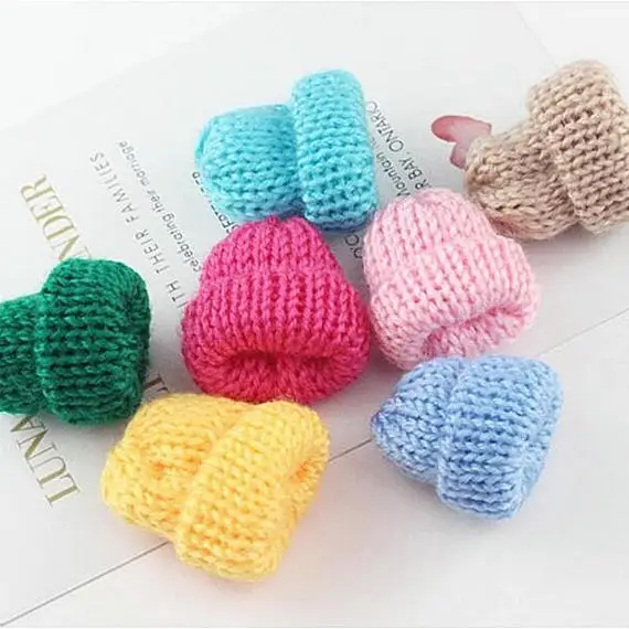 25pcs mini Knitting Yarn Hat for diy Kids Hair Accessories mix candy colors cute cap jewelry making