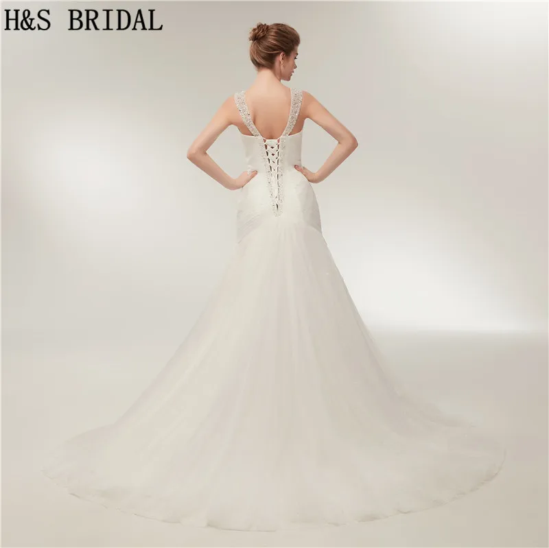 H & S Perlen meerjungfrau hochzeit kleider Schatz Hochzeit Kleider Tüll Hochzeit Kleid 2020 vestido-de-noiva hochzeit-kleid Mit Riemen