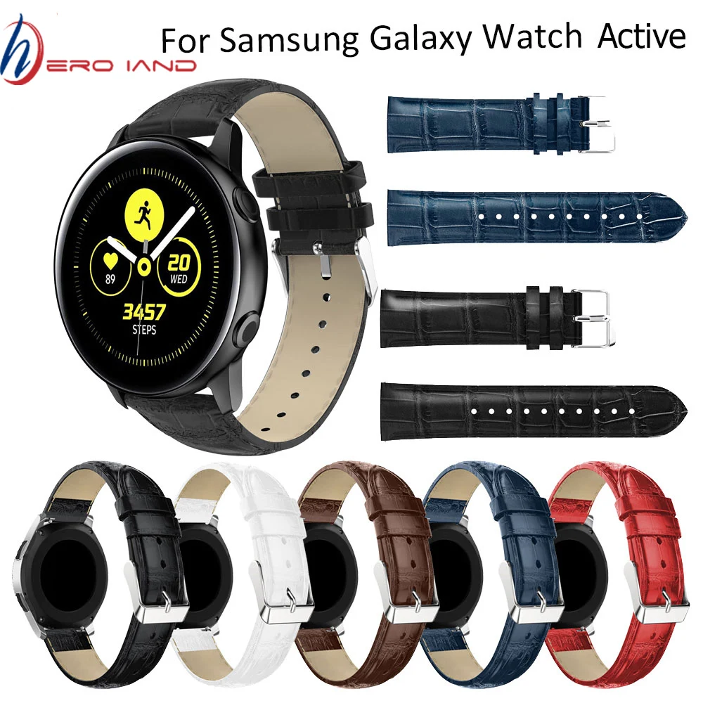 

20mm Crocodile Leather Strap for Samsung galaxy watch active 2 Gear S2 Watch 4 Wirst Band for Xiaomi Huami Amazfit GTS GTR 42MM