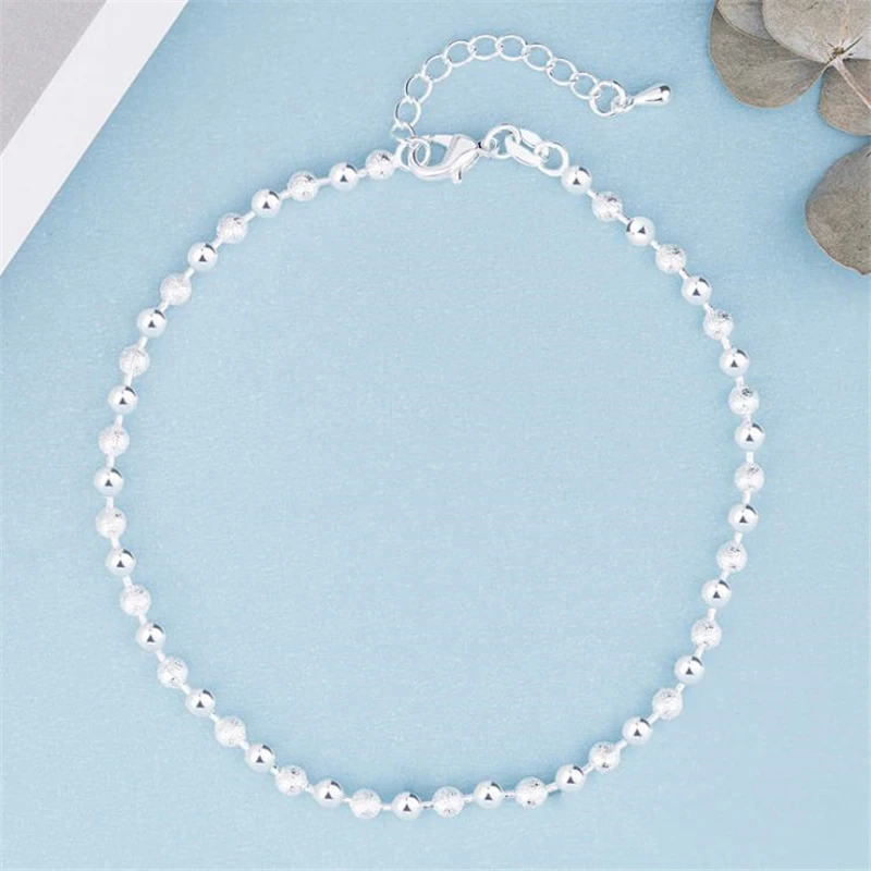 KOFSAC-tobilleras de Plata de Ley 925 para mujer, pulsera con cuentas para fiesta en la playa, cadena para el tobillo, joyería para el pie, los