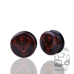 Cross and Deer Pattern Acrylic Ear Plug Tunnels Screw Back Ear Gauge Expander Ear Stretcher Body Piercing Jewelry