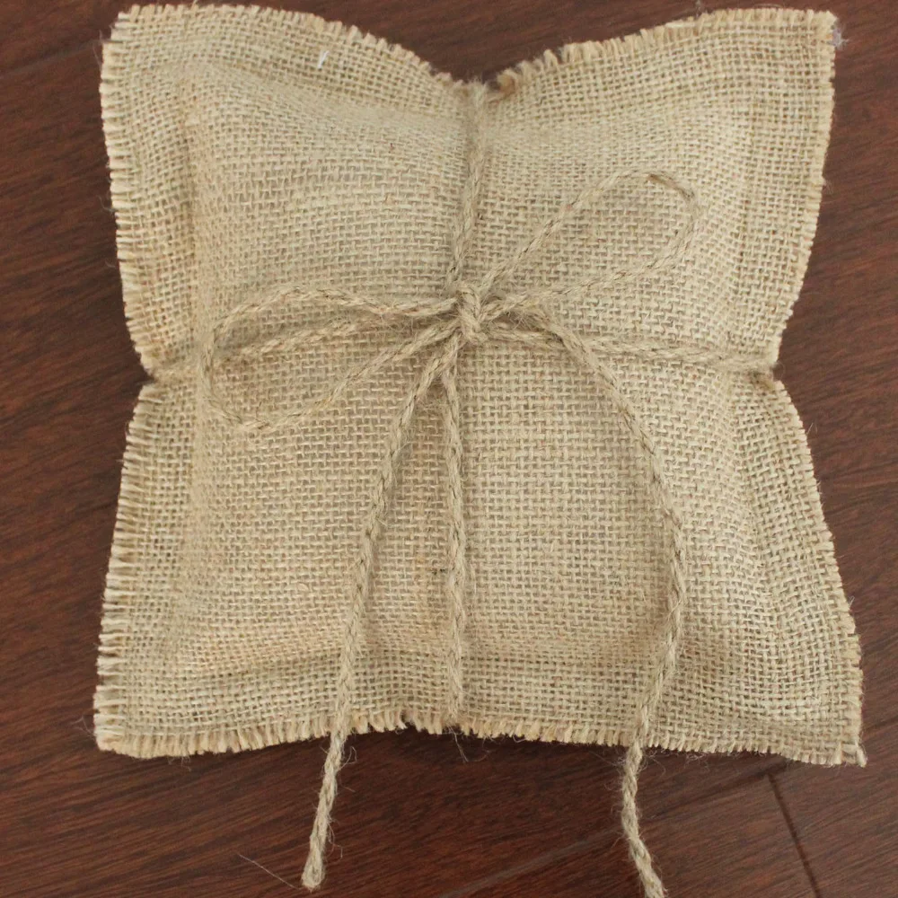 [Suolanduo] Burlap Ring Bearer Pillow Wedding Decoration