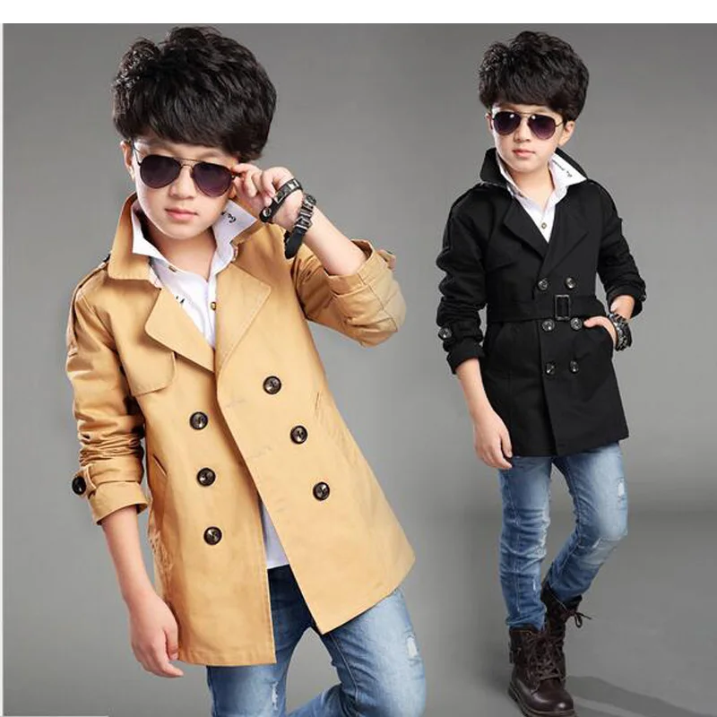 Boy Trench Coat New 2022 Boys Outerwear Kids Windbreaker Cool Children Coat Long Patter Manteau Enfant Garcon Kids Coat