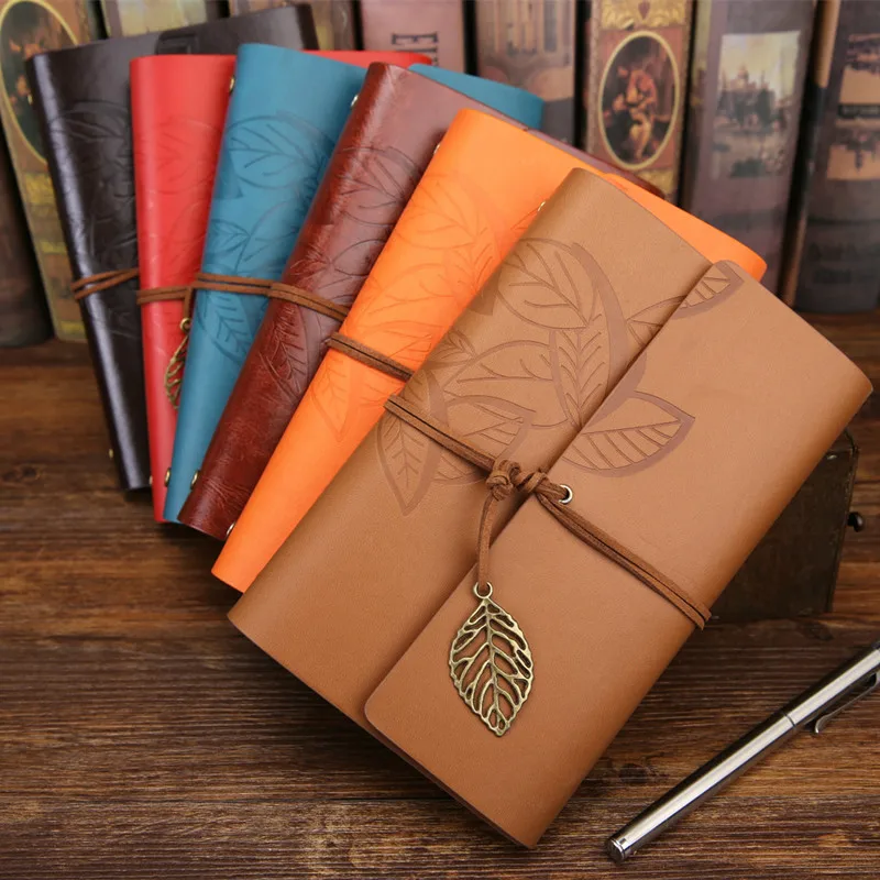 Vintage Traveler\'s Notebook Travel Journal Diary Planner Note Book Leather Cover A5 A6 Ring Binder Kraft Paper Blank Sketchbook