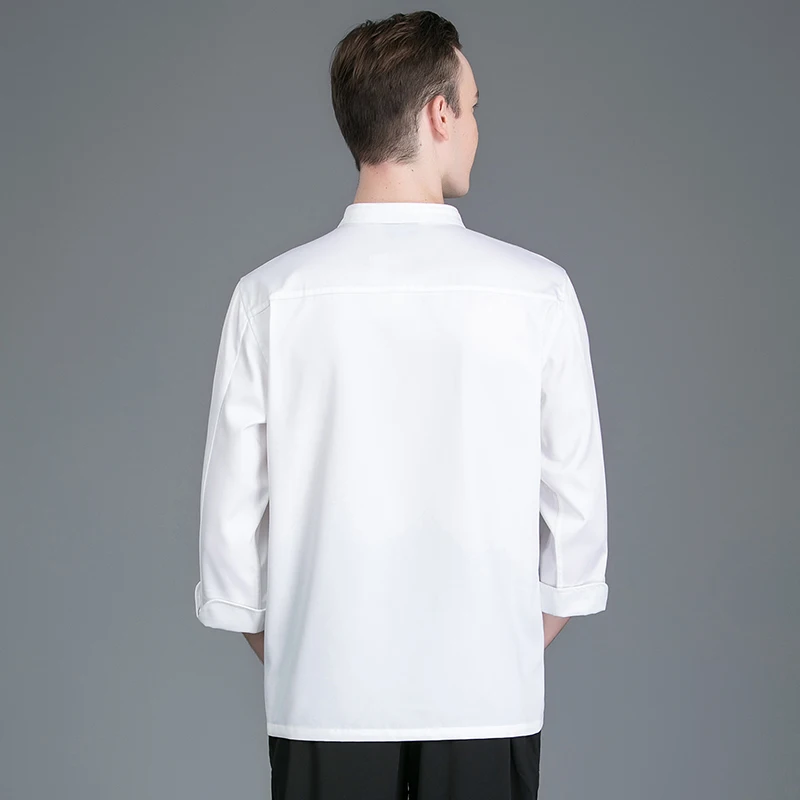 Veste de chef cuisinier pour hommes, chemise blanche à manches longues, uniforme de restaurant, costume de chef, veste de cuisine pour femmes, 4 couleurs