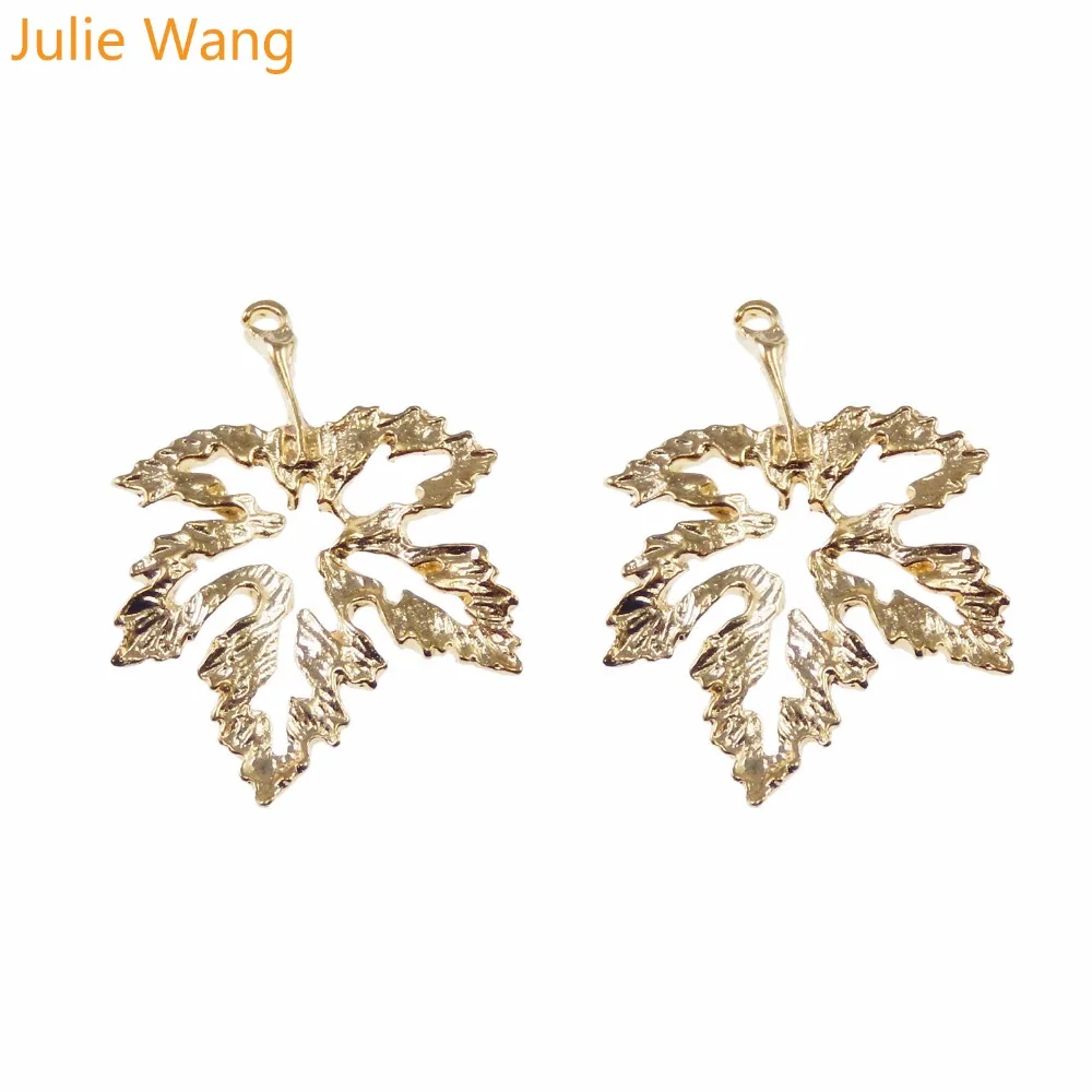 Julie Wang 15PCS Gold Color Zinc Alloy Leave Shape Pendants Charms Jewelry Earring Necklace Handcrafts Finding DIY Gift 39729