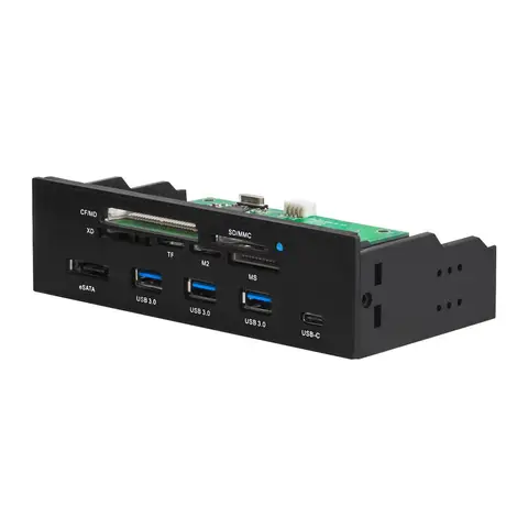 5.25인치 PC 컴퓨터 전면 패널 올인원 다기능 카드 리더기(3포트 USB3.0, USB 3.1, ESATA, CF 카드 지원)