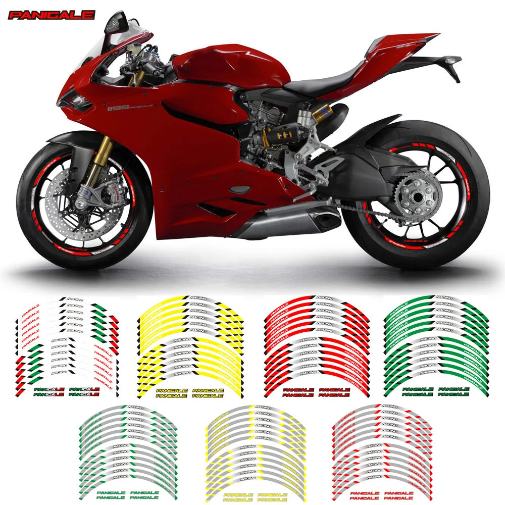 

Hot sell New 12Pcs Thick Edge Outer Rim Sticker Stripe Wheel Decals For DUCATI PANIGALE