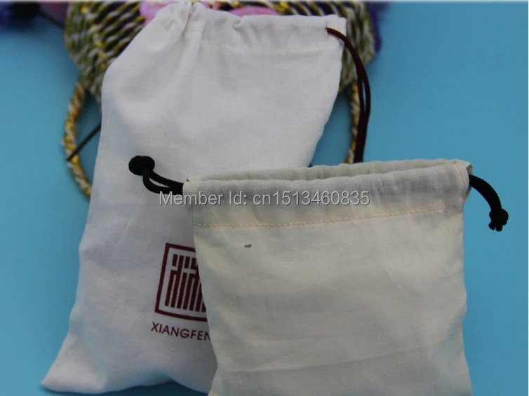 

100pcs/lot free shipping cotton jewelry pouch cotton gift pouch cotton drawstring pouch bag custom logo jewelry bag vanilla bag