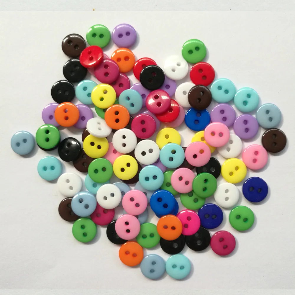 100Pcs Veel Candy Kleur Resin Naaien 2 Gaten Knoppen Scrapbooking Versiering Decoratieve Knoppen 9Mm 10Mm 15Mm