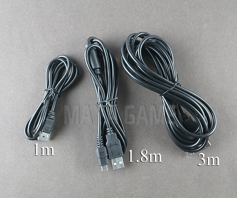 OCGAME 5pcs 100cm 180cm 300cm Black USB Charging Cord Game Data Charger Cable for Playstation 3 PS3 Controller