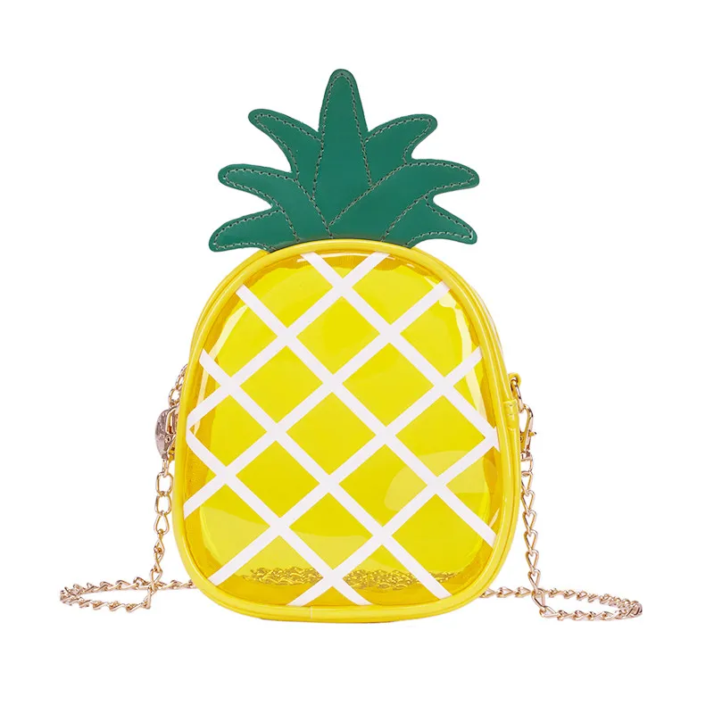 Bolsa de mensajero pequeña transparente con forma de fruta, bolso cruzado para niñas, mujeres y niños, bolsa con cadena