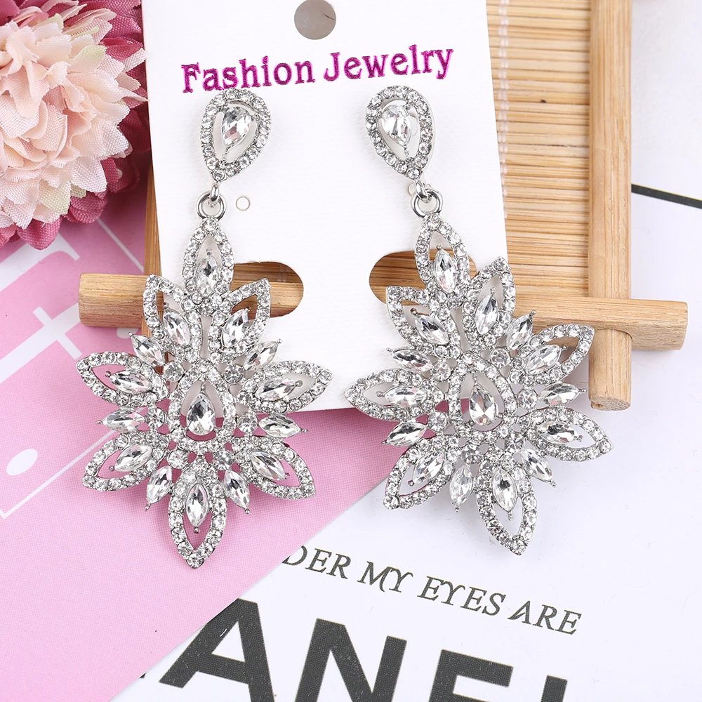 VEYO Dangle Earings for Women Leaf shape Crystal Earings Hollow out Full Rhinestone Fashion Jewelry Pendientes New Wholesale