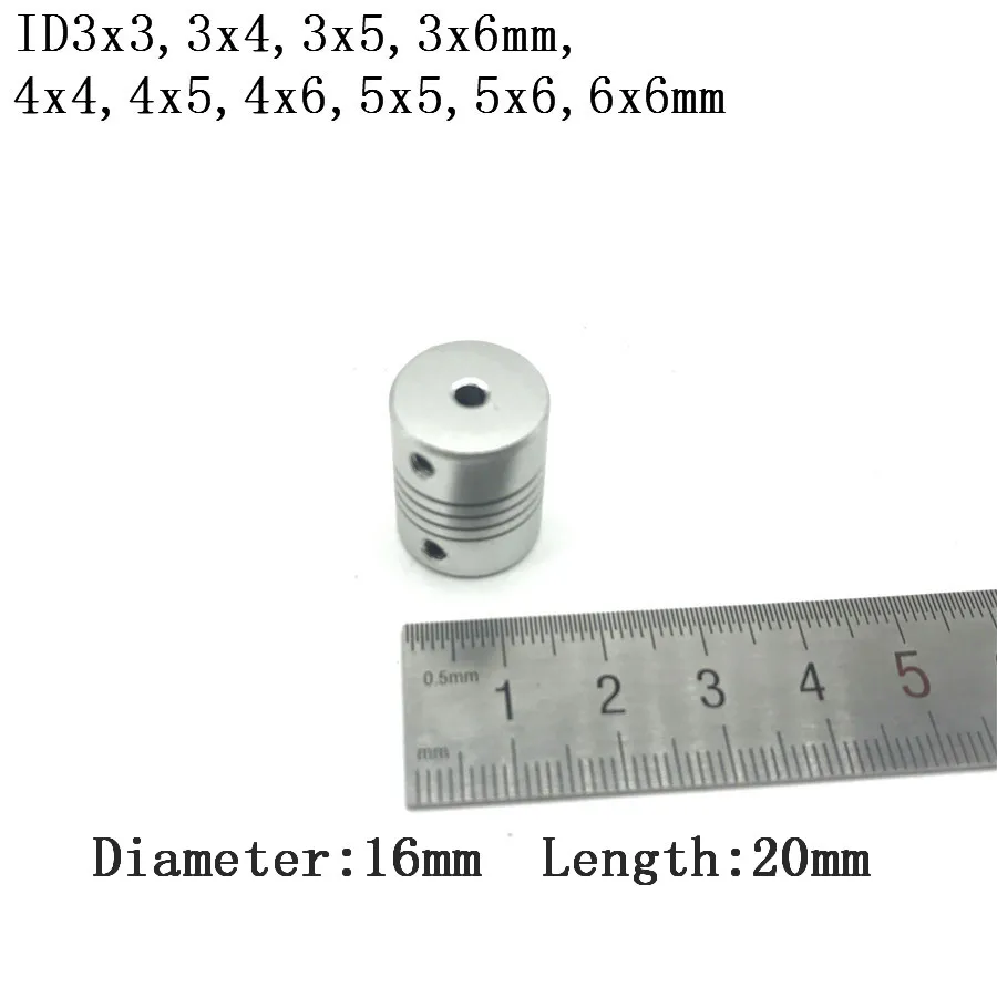 ID3-6mm D16*L20 Aluminium CNC Stepper Motor Flexible Shaft Coupling Coupler Encoders Engraving Machine