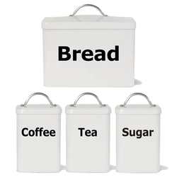 Set of 4 kitchen Labels Decal Stickers , Tea Coffee Sugar Bread Jar Bin Canister Vinyl Decals Stickers for the Kitchen