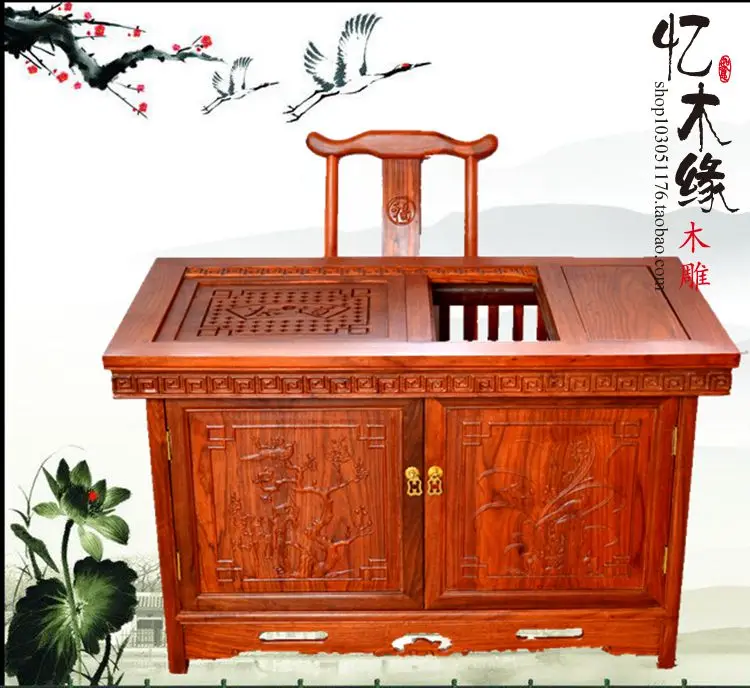 Antique Chinese furniture wood tea sets table combination of Kung Fu tea tables and chairs