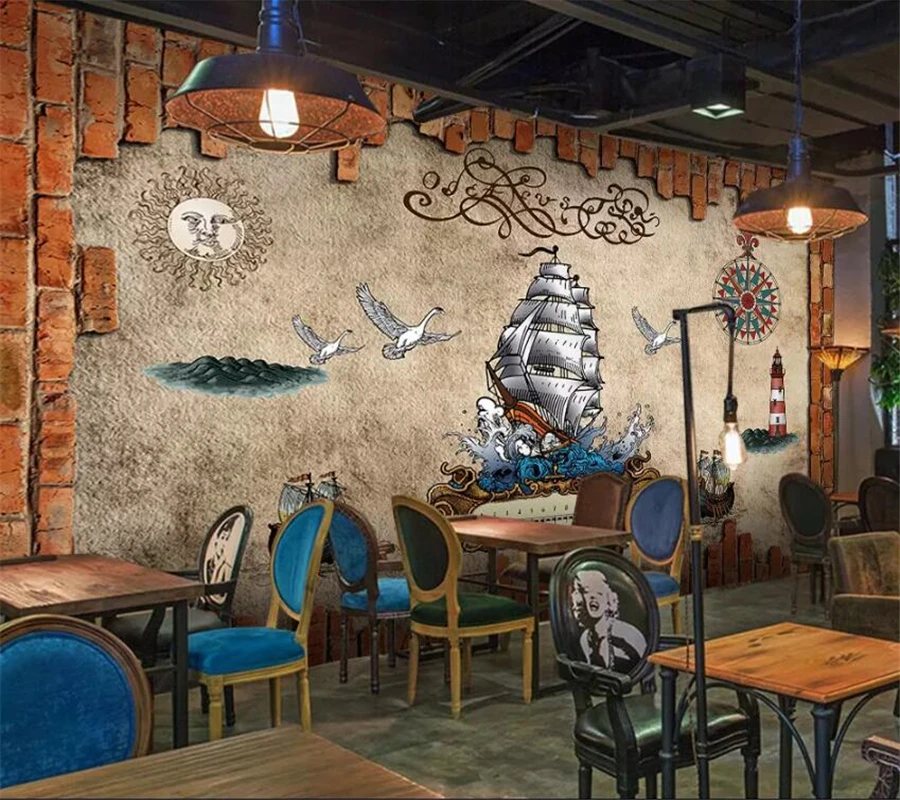 Beibehang Custom wallpaper 3d papel de parede photo mural pirate theme retro living room bedroom background wall paper 3d mural