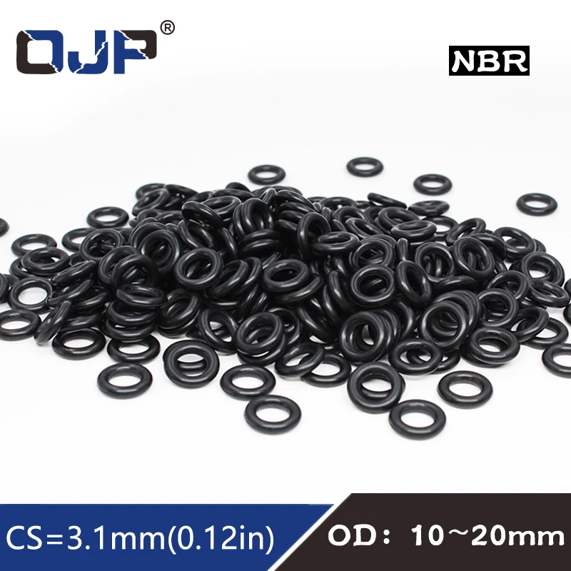 50PC/lot Rubber Ring Black NBR Sealing O Ring CS3.1mm OD10/11/12/13/14/15/16/17/18/19/20mm O-Ring Seal Gasket Ring Washer