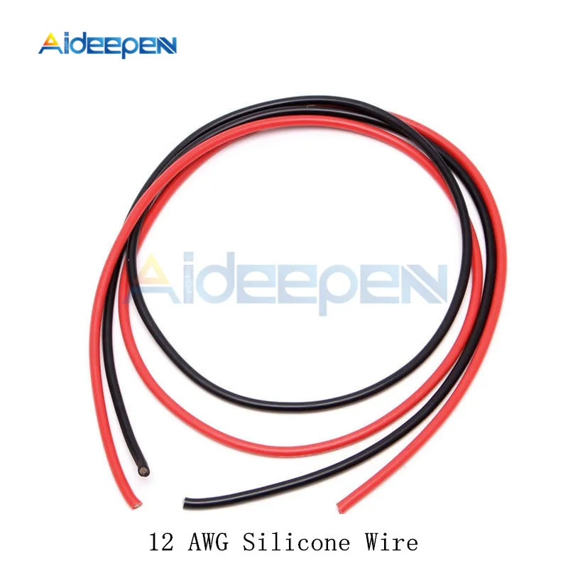 1 Pair Black/Red Two 12 AWG 6.5 Feet Gauge Silicone Wire Flexible Stranded Copper 2M 50A