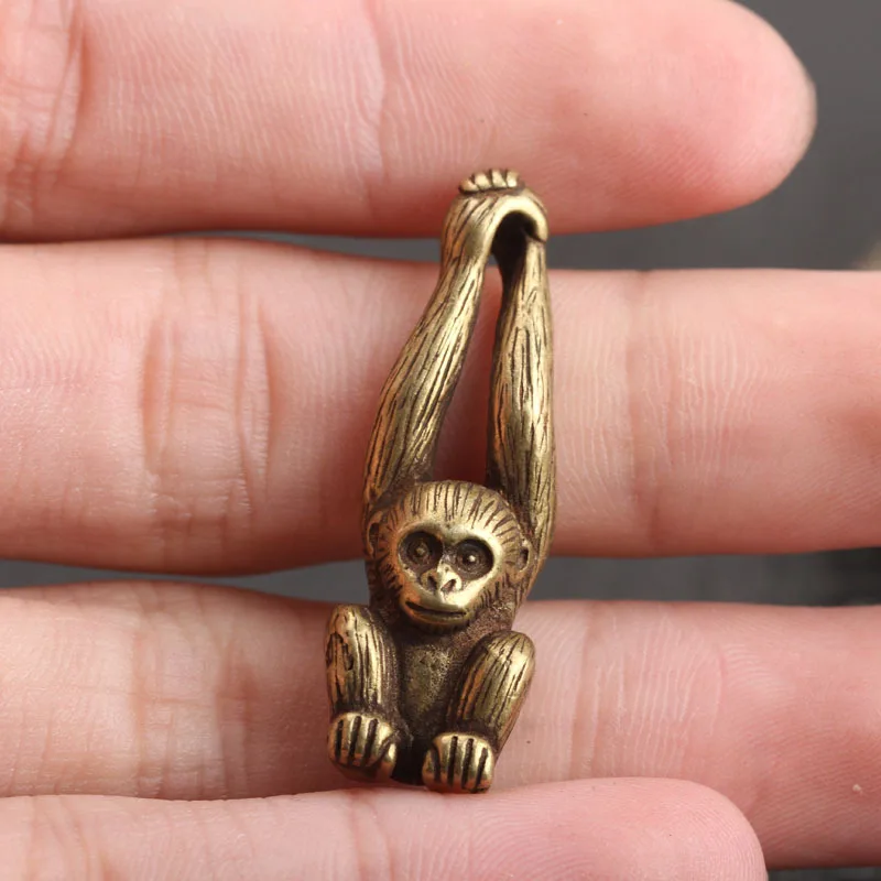 Copper Chinese Zodiac Monkey keychain Pendant Vintage Brass Animal Gibbon Key Chains Charm Key Rings Home Decoration Ornament