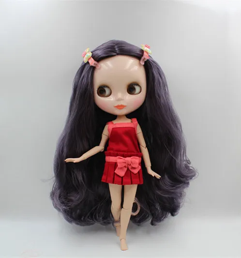 Blygirl  Blyth doll Deep grape purple curly hair nude doll 30cm joint body 19 joint DIY doll can change makeup