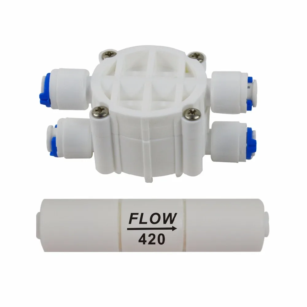 Automatic Shut Off Valve & Flow Restrictor 420cc 1/4-Inch Quick Connect for RO Reverse Osmosis Systems