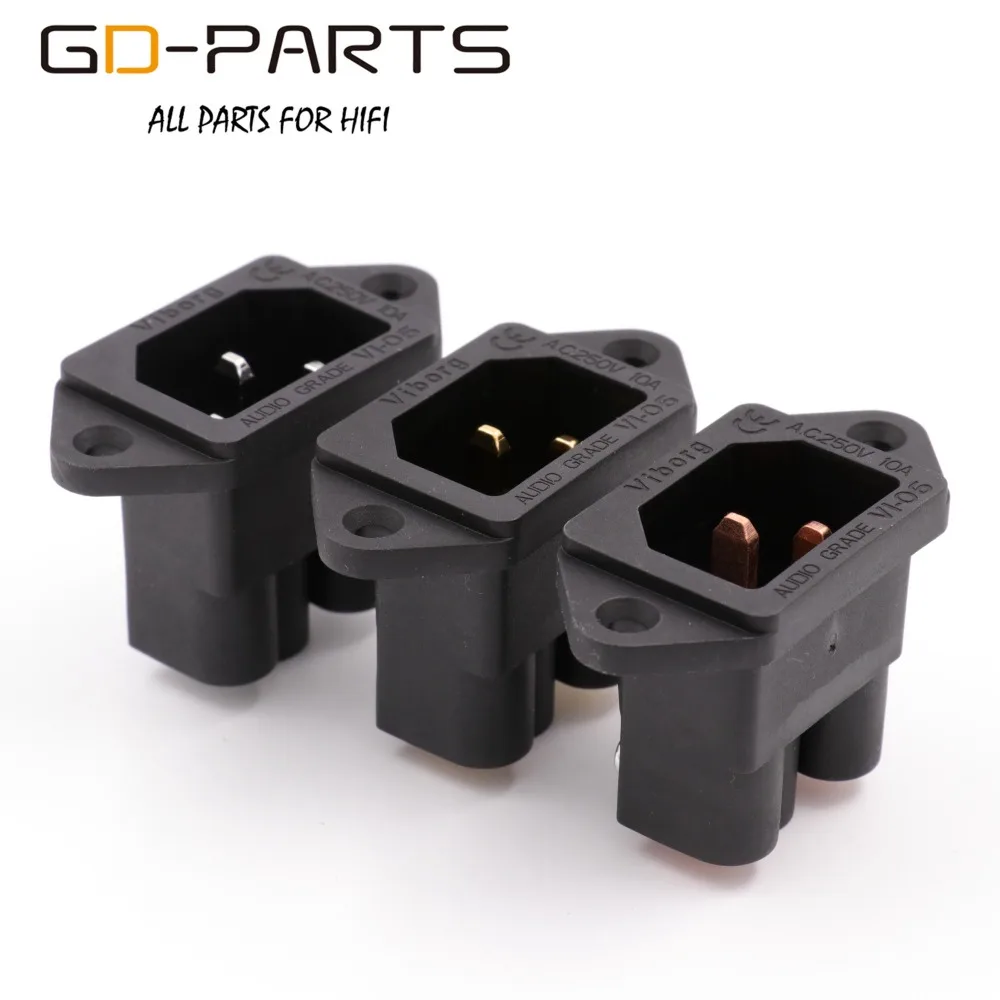 Viborg Pure Copper Mains AC Power Socket Plug Connector IEC320 C14 Power Cord Inlet Receptacle 24K Gold Rhodium