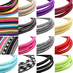 2m,3m,5m, 10m VDE certified 2 core Round Textile Electrical Wire Color Braided Wire Fabric Cable Vintage Lamp Power Cord