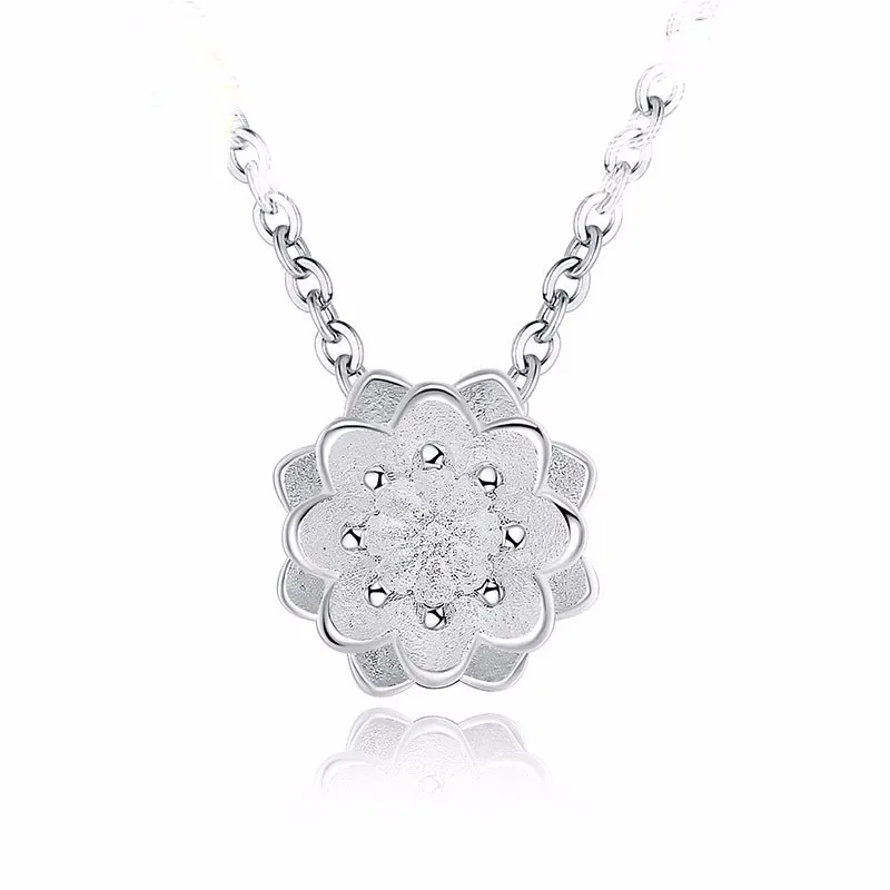

925 Sterling Silver Trendy Flower Lotus Pendant Necklace For Women Girls Fashion Jewelry Best Birthday Gift Wholesale