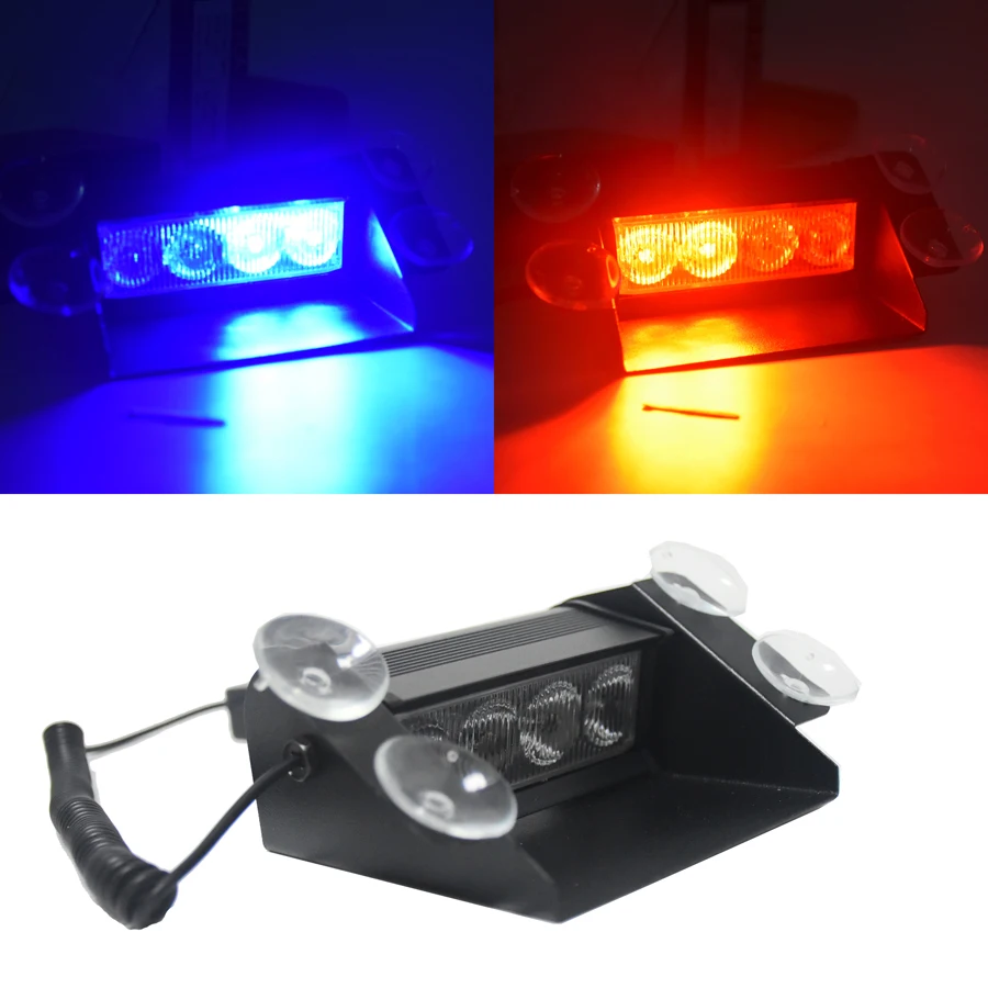 New Car Styling 4 LED Red Blue Yellow Blue Car Police Strobe Flash Light Dash Emergency 3 Flashing Fog Lights 3 style