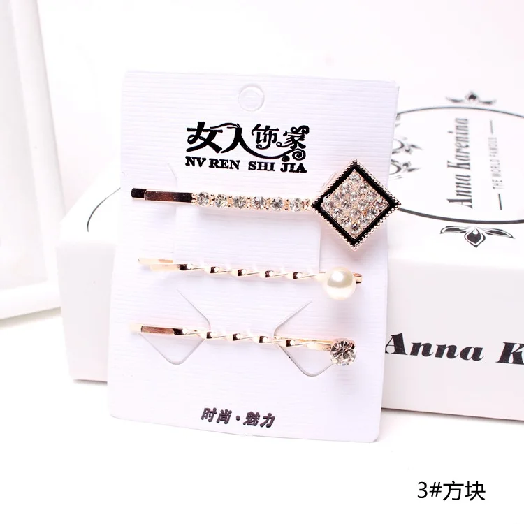 1pack/3pcs Korean Hairpins Women Girls Crystal Rhinestone Hair Clip Barrette Hairpin Hairband Clamp Barrettes Hair Accessories