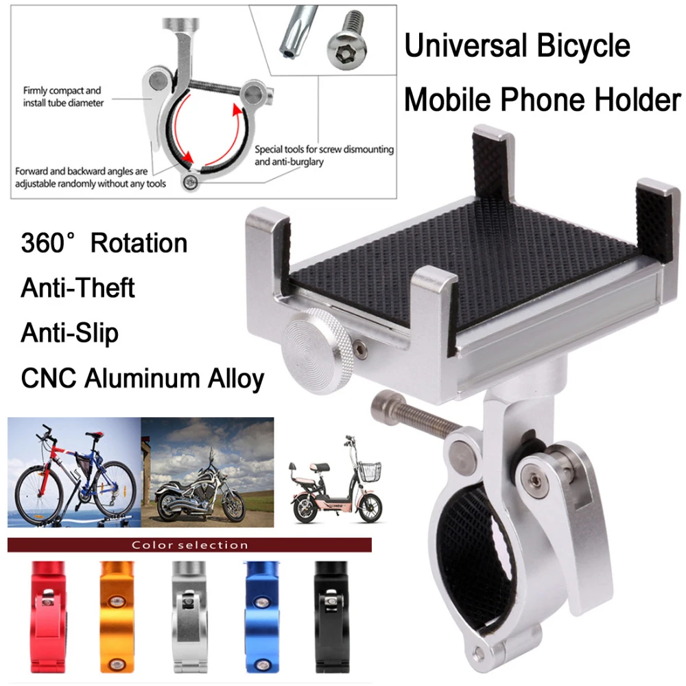 

Вращающийся на 360 градусов Алюминиевый велосипедный держатель для телефона, подставка, крепление, защита от кражи для смартфона iPhone 12, велосипедный держатель руля, GPS для Xiaomi