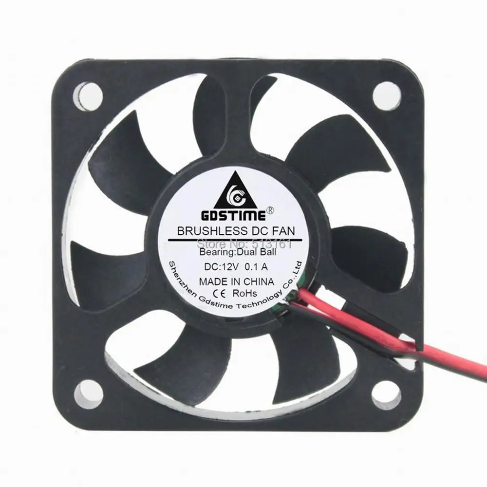 50 Pcs Gdstime DC 12V 2Pin 50mm Ball Bearing 5010 5cm 50x50x10mm Brushless Cooling Cooler Fan