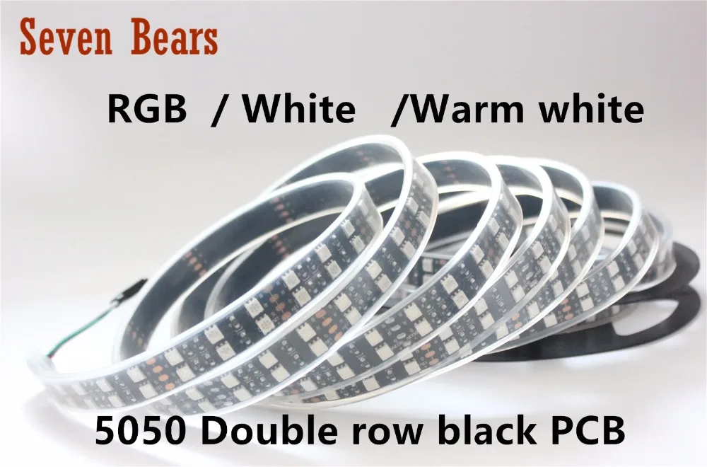 

New Black PCB LED Strip RGB 5050 Double Row,Black PCB Board,IP67 Silicone Tube Waterproof,120LED/m,5m 600LEDs DC12V Black PCB