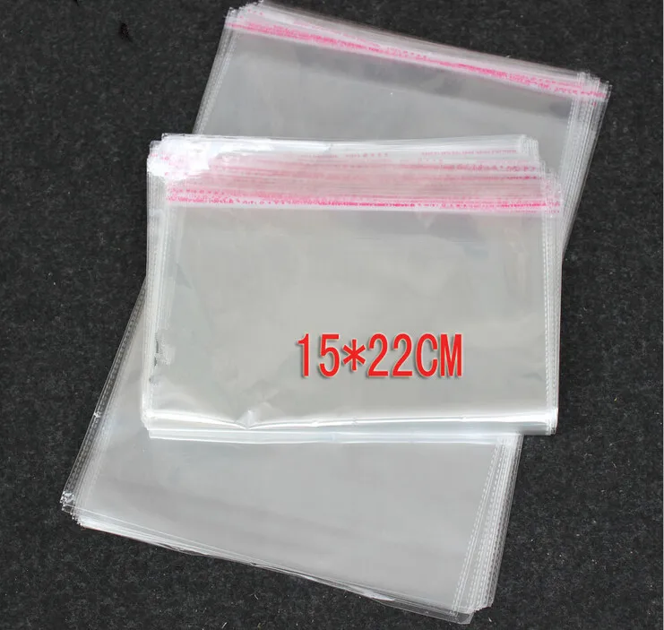 

100PCS 15x22cm opp transparent clear self adhesive seal plastic bags for necklace/jewelry/gift/Headbands diy small packing bag