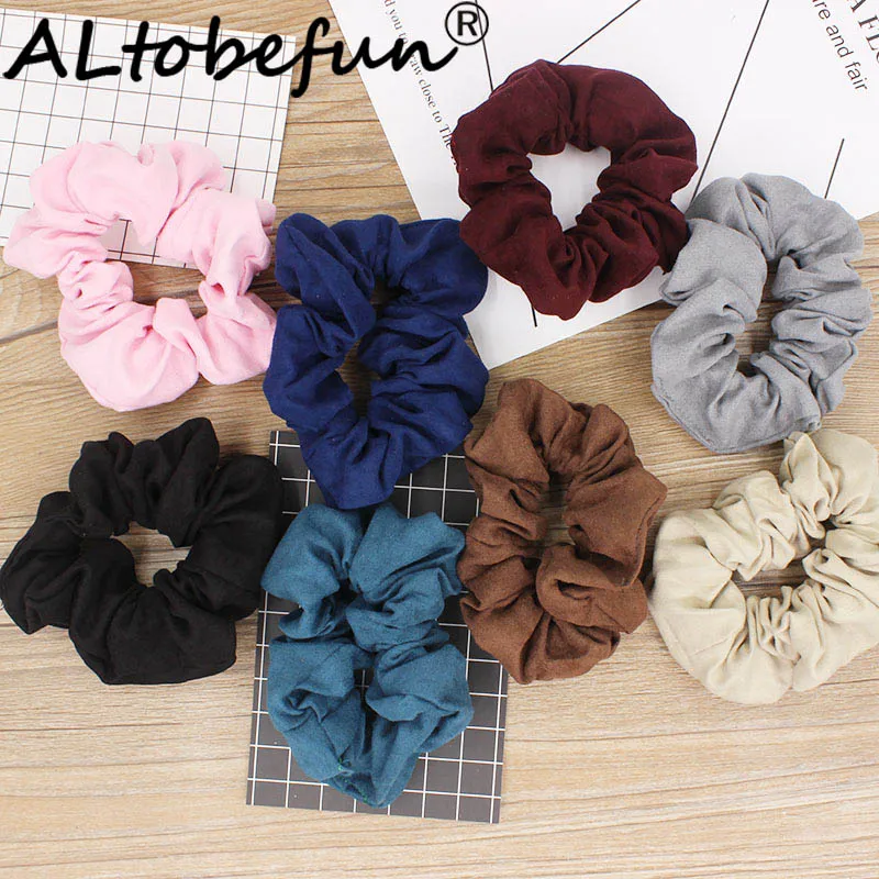 ALTOBEFUN Solid Girl Hair Accessories Lady Ponytail Hair Hairties Women Fashion Elastic Hair Holder Female Scrunchies SS011