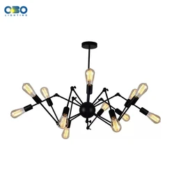 Vintage Chandelier Bra Spider Multiple LED Bulbs Iron Cafe Decorative Lighting Loft Dining Room Chandelier Models