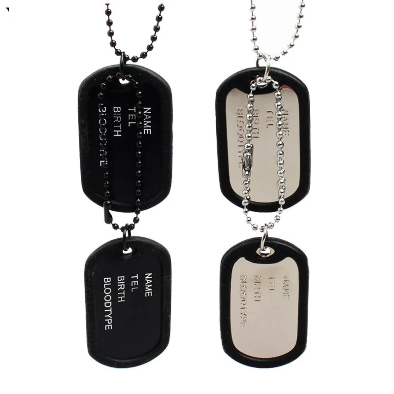 Mens Top Quality Hip Hop Dog Tag pendants Necklace U.S. Soldiers Double Dog Tag Chain Punk Jewelry Wholesale Price