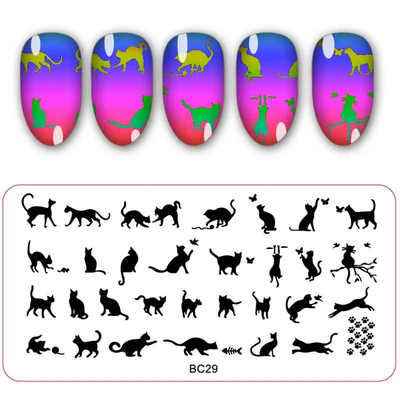 

12pcs/lot Nail Template Cat Wreath Design Stamping Plates Manicure Nail Art Image Plate DIY Nail Decorations Stencils