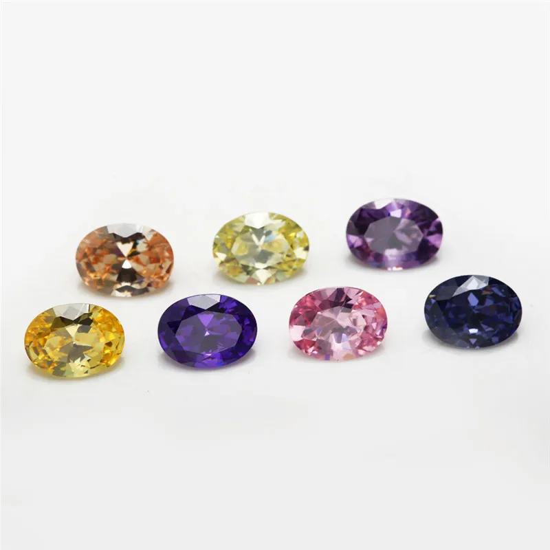 1pcs Per Color Total 15pcs Oval Shape Loose Cubic Zirconia Stone Mix 15 Colours CZ Synthetic Gemstone for Jewelry Making