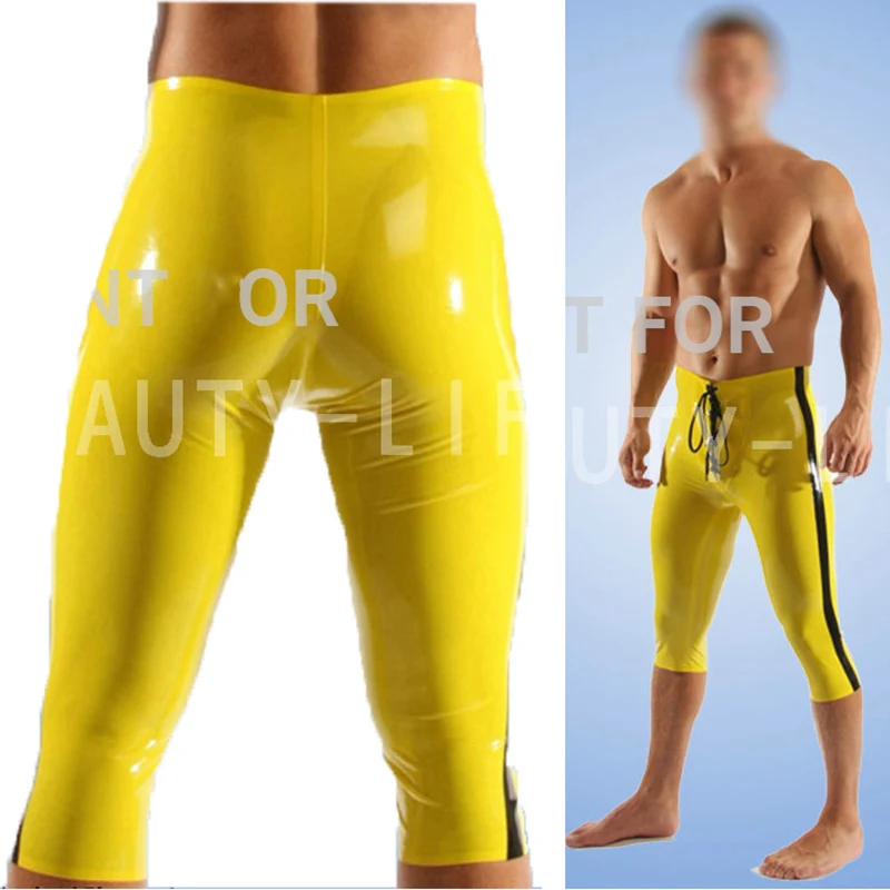 

Latex Trousers Sexy Capri Fetish Pants For Men Legging Cropped Color Matching Plus Size Customization