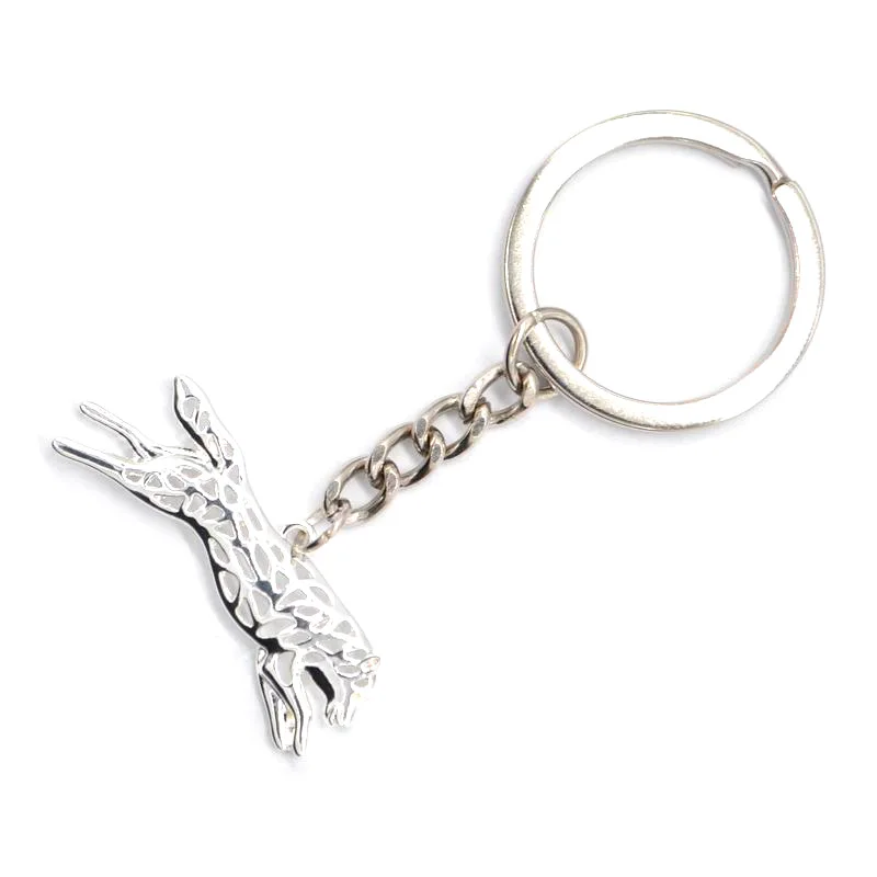 Women Leaping Siberian Husky Key Chains Metal Running Dog Pendant Key Chains