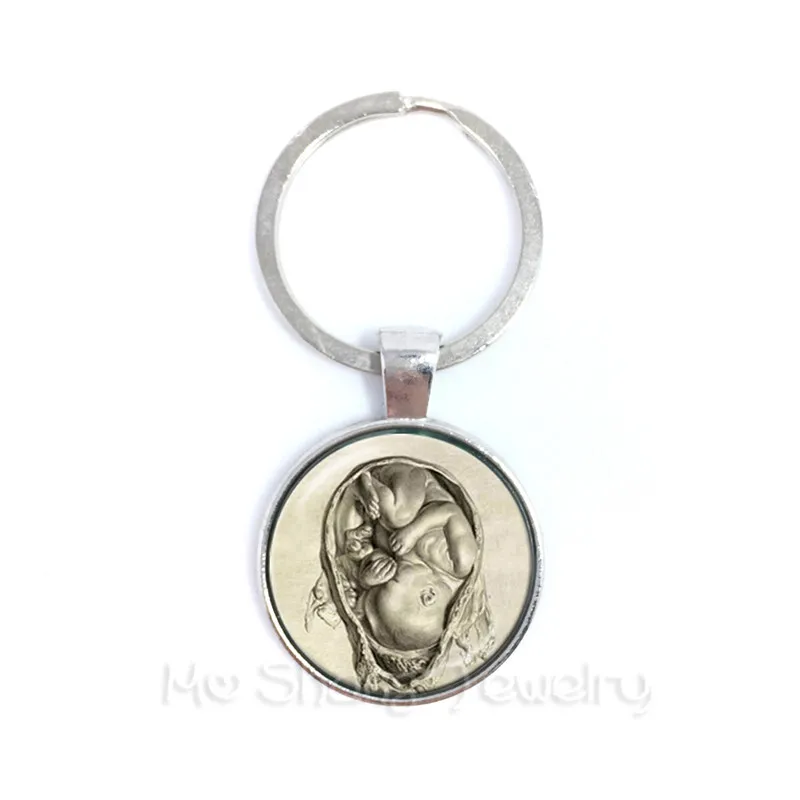 Steampunk Human Anatomy Keychain Glass Cabochon Science Medical Punk Keyring Glass Dome Brain Eye Jewelry Key Holder