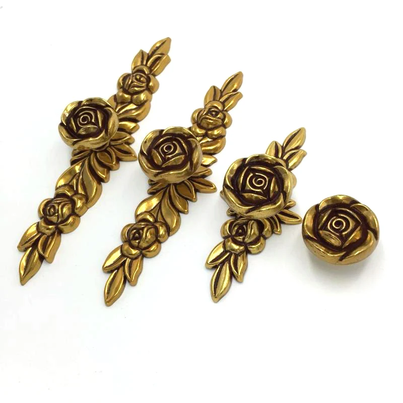 Vintage Door Handles Retro Rose Furniture Handles Antique Drawer Pulls Kitchen Cabinet Handles and Knobs Hardware