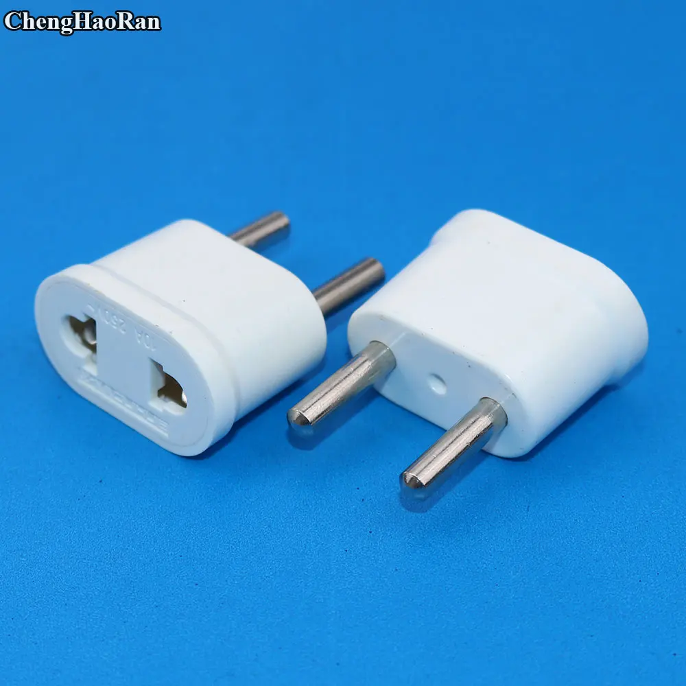 

ChengHaoRan US USA to EU EURO Europe 4.8MM Pins Travel Power Plug Adapter Charger Converter for USA converter White Coloe