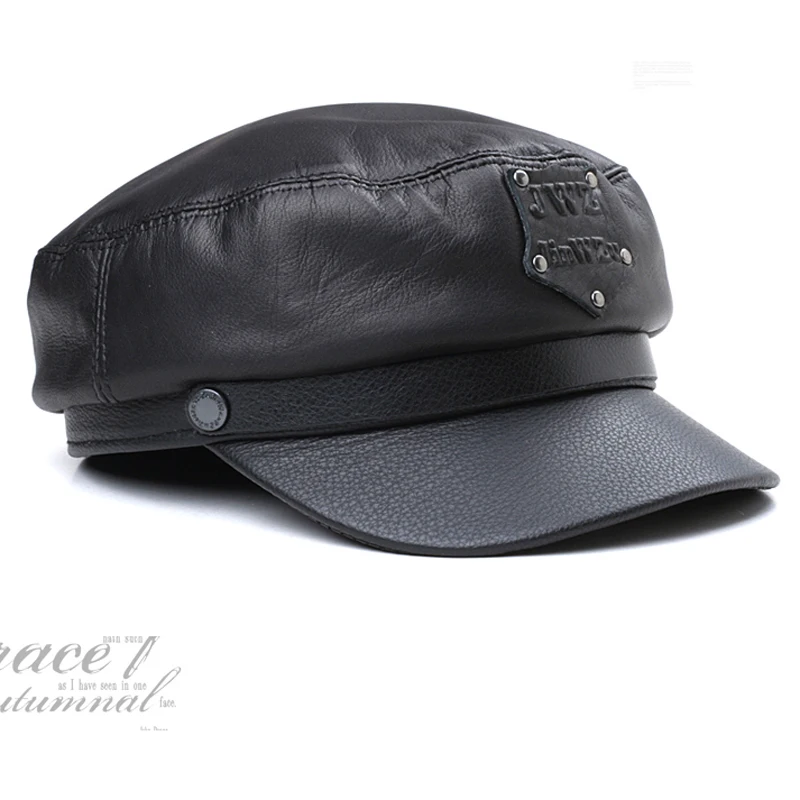 New 2024 Military Hat 100% High Quality Cow Leather Winter Warming Men Women Cap For Father Mother Gift hot sale