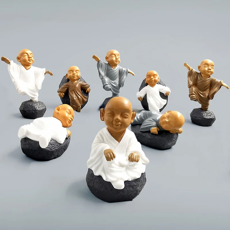 White Brown Sit Stand Lying Monks model Figurine fairy Statue home mini garden decoration accessories decor doll  resin craft