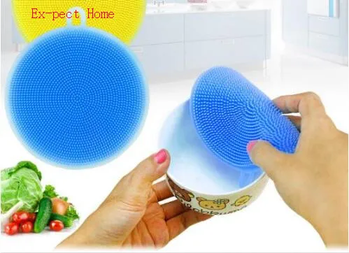 100 pcs Silicone Brush Magic Dish Bowl Pot Pan Wash Cleaning Brushes Cooking Tool Cleaner Sponges Scouring Pads